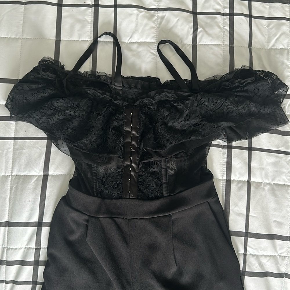 Lace top black jumpsuit. Express size 8 color: black